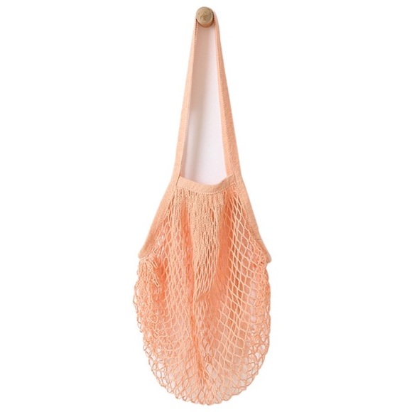 🍑 Parisienne Market Cotton Open Net Tote Bag Peach - Picture 3 of 6